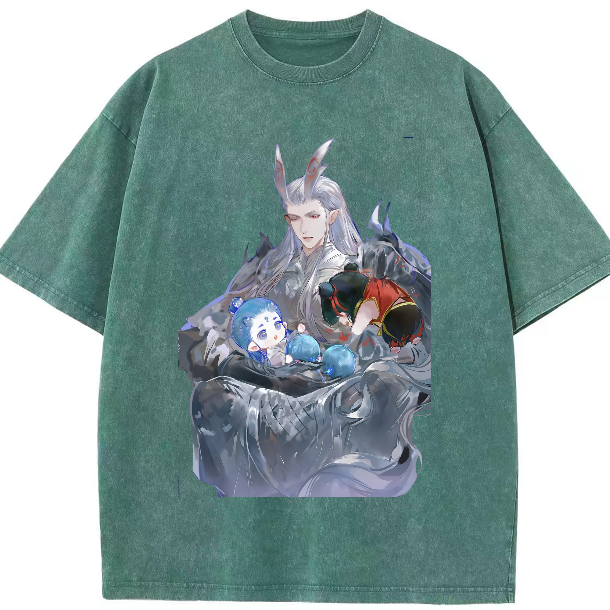 （画像用） Ne Zha 2 ナタ 魔童の大暴れ 綿100% ヴィンテージ風 半袖Tシャツ（フロントプリント）